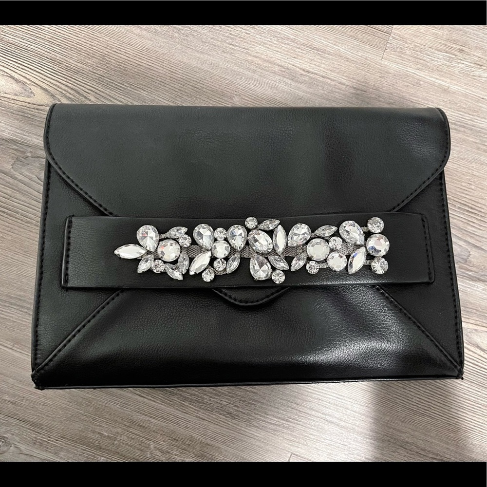 Black Leather INC Evening Clutch - Picture 2 of 4